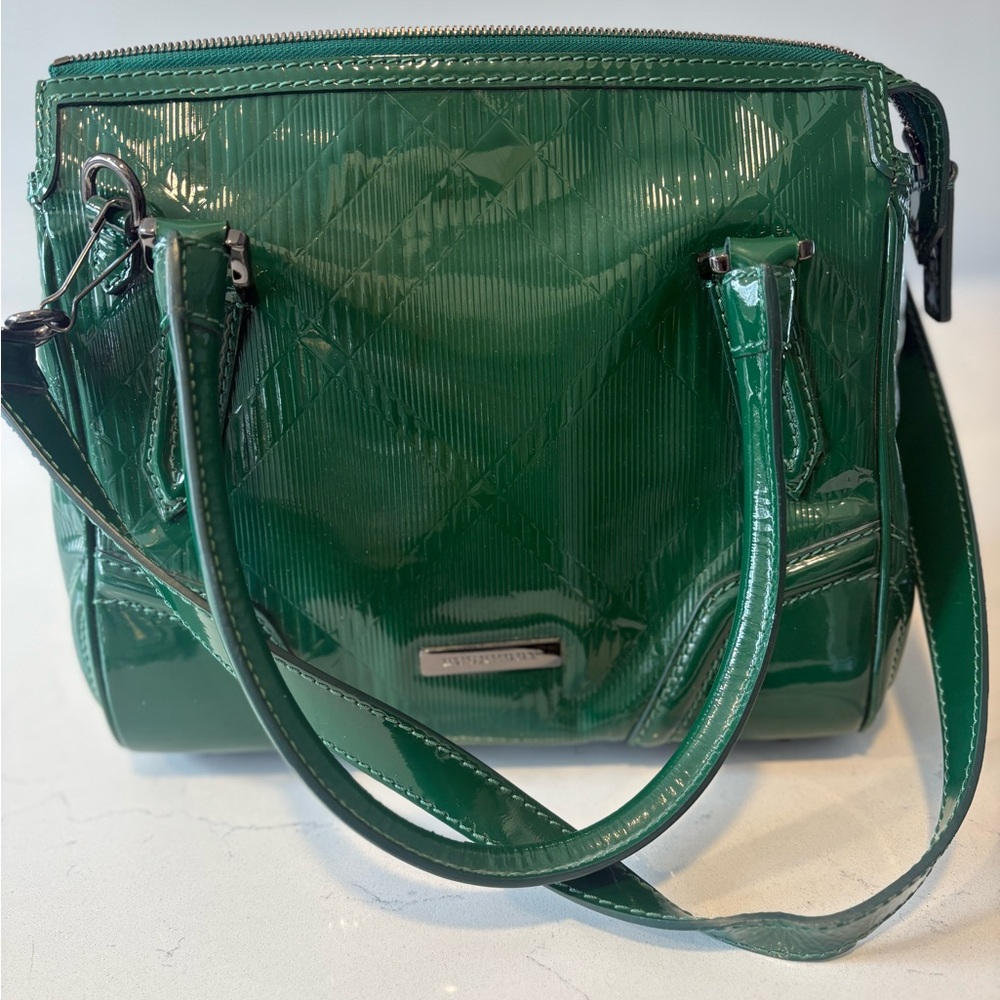 Green patent leather Burberry purse